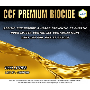 CCF PREMIUM BIOCIDE - Additif pur biocide à usage préventif et curatif pour lutter contre les contaminations dans les GNR, FOD et gasoil