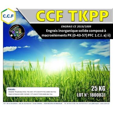 CCF TKPP - Engrais inorganique solide composé à macroéléments PK (0-43-57)