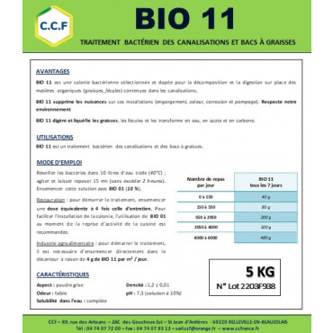 BIO 11 - Traitement bactérien des bacs à graisses