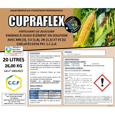 CUPRAFLEX - Engrais foliaire liquide permettant d’apporter du cuivre sous forme chélatée EDTA