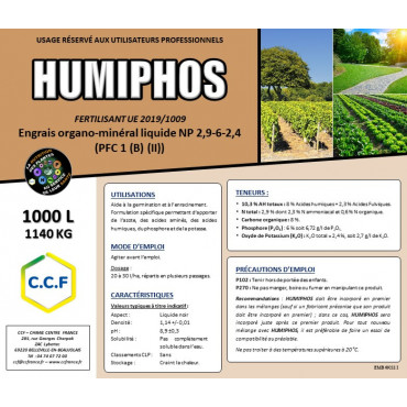 HUMIPHOS - Engrais permettant d’apporter de l’azote, des acides aminés, des acides humiques, du phosphore et de la potasse