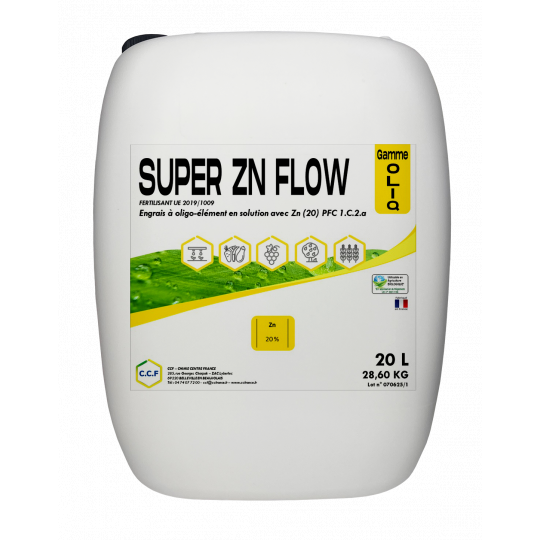 SUPER ZN FLOW - Engrais foliaire liquide extrêmement concentré en zinc sous forme de chlorure de zinc