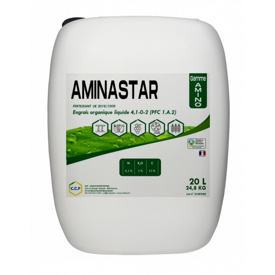 AMINASTAR - Engrais liquide spécifique pour un apport d’azote et de potassium et de carbone sous forme organique