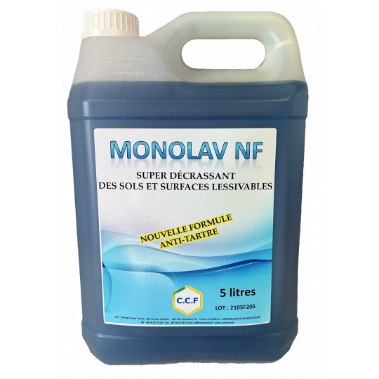 MONOLAV NF - super décrassant des sols et surfaces lessivables, nouvelle formule anti-tartre