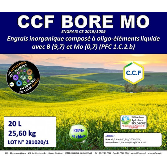 CCF BORE MO - Engrais spécifique liquide à base de Bore et Moybdène