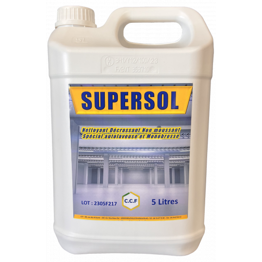 SUPERSOL - nettoyant, décrassant non moussant spécial autolaveuse et monobrosse