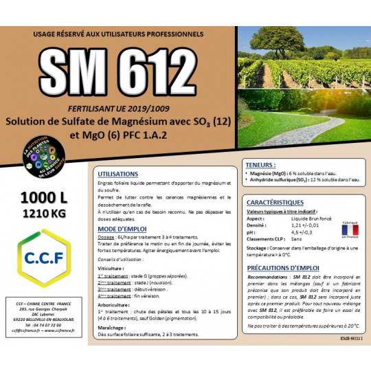 SM 612 - Engrais foliaire liquide permettant d’apporter du magnésium et du soufre