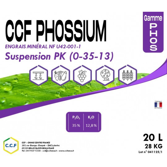 Engrais foliaire spécifique permettant d'apporter du phosphore et du potassium
