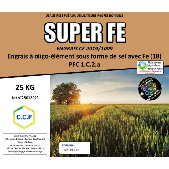 SUPER FE - Engrais à oligo-élément sous forme de sel avec Fe (18) PFC 1.C.2.a